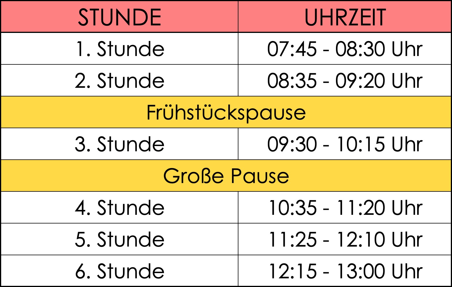 Unterrichtszeiten der Franz-Josef-Kuhn-Grundschule Langenbrücken